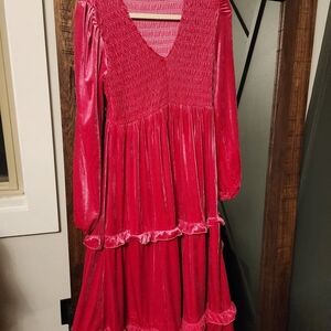 Elegant Women's Pink Velvet Dress XL Holiday Dress New